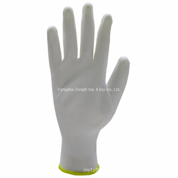 13 Gauge White Nylon Liner Knit Wrist White PU Coated Gloves